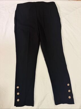 Chico's Black Straight-Leg Pants with Decorative Buttons